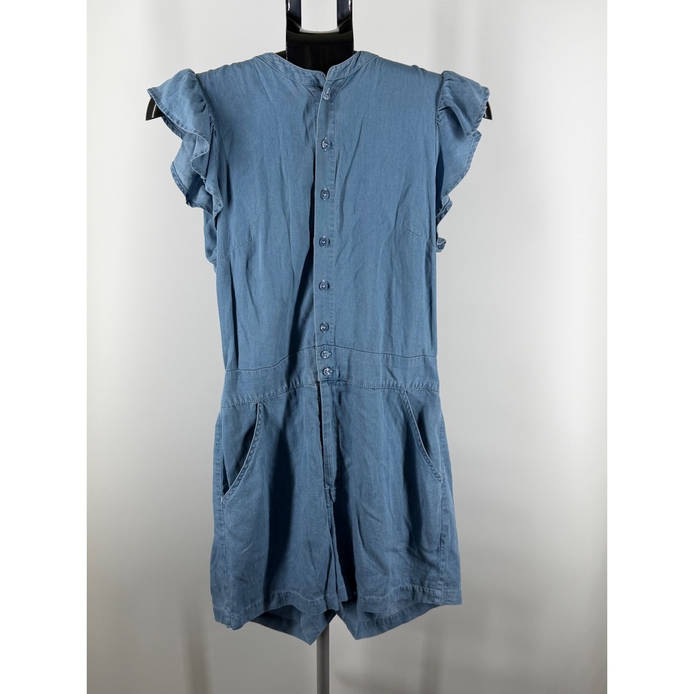 Joe's Jeans Blue Chambray Ruffle Sleeve Button Front Romper‎ Medium